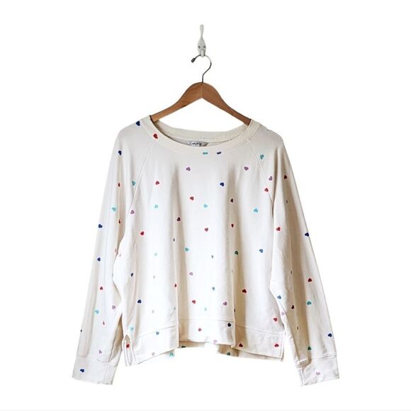 WILDFOX Hearts Slouchy Cozy Luxe Stretch Lounge Shirt in Oatmeal sz XXL - Picture 6 of 12